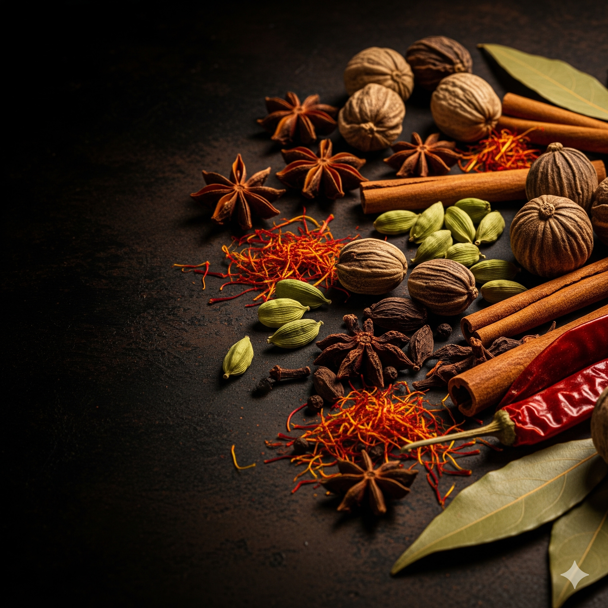 Spices and herbs in bowls